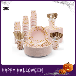 Pink, Rose Gold Disposable Dinnerware Set - Holiday Parties & Birthdays - JOLLY PARTY - JOLLYCHEF