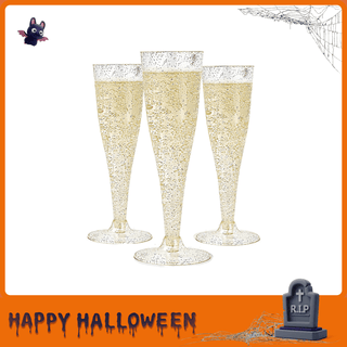 4.5oz Gold Glitter PS Plastic Champagne Flutes - Wedding & Parties - Jolly Chef - JOLLYCHEF