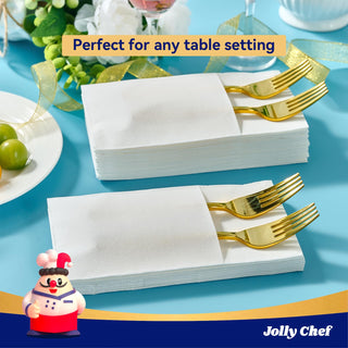 Solid Color White Pocket Napkin Fold - Weddings & Parties - Jolly Chef - JOLLYCHEF