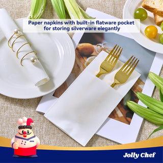 Solid Color White Pocket Napkin Fold - Weddings & Parties - Jolly Chef - JOLLYCHEF