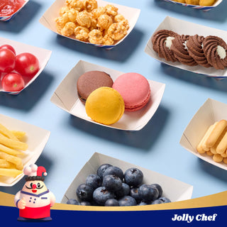 1/4lb / 2lb / 3lb Leak - Resistant Disposable Paper Food Trays - Picnic & Food Truck Use - Jolly Chef - JOLLYCHEF