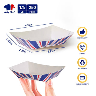 1/4lb / 2lb / 3lb Leak - Resistant Disposable Paper Food Trays - Picnic & Food Truck Use - Jolly Chef - JOLLYCHEF