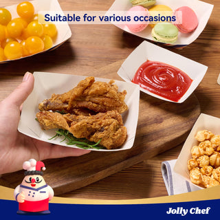 1/4lb / 2lb / 3lb Leak - Resistant Disposable Paper Food Trays - Picnic & Food Truck Use - Jolly Chef - JOLLYCHEF