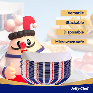 1/4lb / 2lb / 3lb Leak - Resistant Disposable Paper Food Trays - Picnic & Food Truck Use - Jolly Chef - JOLLYCHEF
