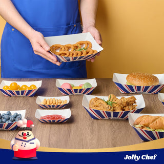 1/4lb / 2lb / 3lb Leak - Resistant Disposable Paper Food Trays - Picnic & Food Truck Use - Jolly Chef - JOLLYCHEF