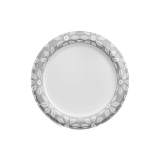 7in/ 9in/ 10in Grey Leaf Pattern Paper Plates - BBQ & Parties - Jolly Chef - JOLLYCHEF