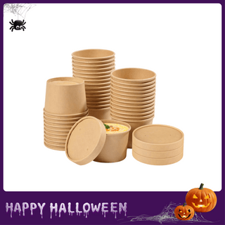 Brown Microwavable Kraft Paper Soup Containers with Lids - Hot Soup & Storing Food - Jolly Chef - JOLLYCHEF
