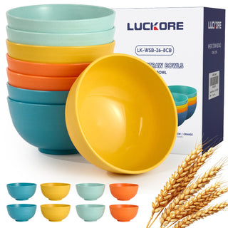 26oz Multicolor Round Lightweight & BPA - Free Wheat Straw Cereal Bowl - Breakfast & Outdoor Use - Luckore - JOLLYCHEF