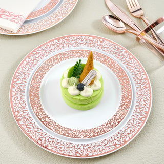 White with Rose Gold Rim Round Plastic Gold Dinnerware Set - Party & Dinner Events - Jolly Chef - JOLLYCHEF
