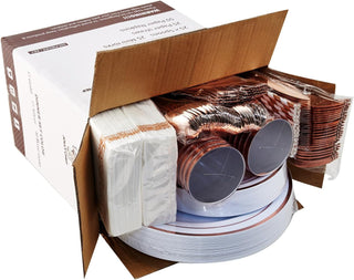 Rose Gold Rimmed Plastic Dinnerware Set - Dinner & Salad Plates, Cups, Cutlery Set, Napkin - Wedding & Birthday Parties - Jolly Chef - JOLLYCHEF