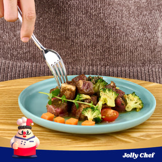 7.28in Silver Heavy Duty Disposable Plastic Forks - Wedding & Party Use - Jolly Chef - JOLLYCHEF