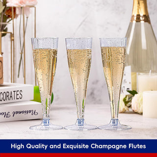 4.5oz Blue Glitter PS Plastic Dessert Cup - Plastic Champagne Flutes & Wedding - Jolly Chef - JOLLYCHEF