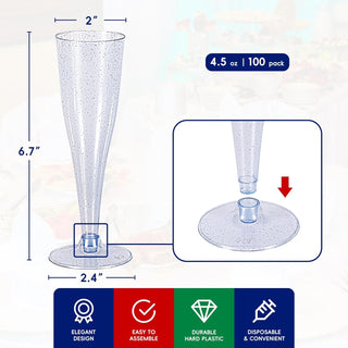 4.5oz Blue Glitter PS Plastic Dessert Cup - Plastic Champagne Flutes & Wedding - Jolly Chef - JOLLYCHEF