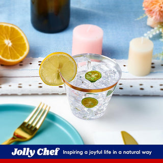 9oz Clear with Gold Rim Standard Plastic Dessert Cups - Weddings & Parties - Jolly Chef - JOLLYCHEF