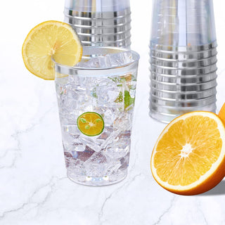 9oz Clear with Silver Rim Standard Plastic Dessert Cups - Weddings & Parties - Jolly Chef - JOLLYCHEF