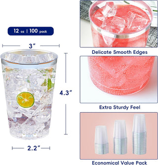 9oz Clear with Silver Rim Standard Plastic Dessert Cups - Weddings & Parties - Jolly Chef - JOLLYCHEF