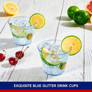 9oz Blue Glitter Wide Mouth PS Plastic Dessert Cups - Party & Wedding - Jolly Chef - JOLLYCHEF