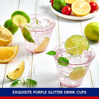 9oz Purple Glitter Wide Mouth PS Plastic Dessert Cups - Party & Wedding - Jolly Chef - JOLLYCHEF