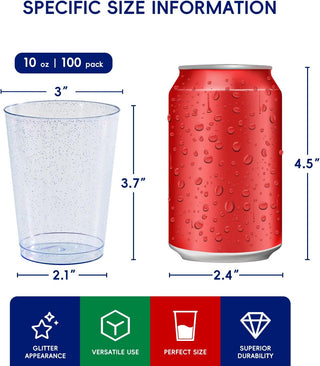 10oz Blue Standard PS Plastic Glitter Cups - Party & Wedding - Jolly Chef - JOLLYCHEF
