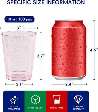 10oz Purple Standard PS Plastic Glitter Cups - Party & Wedding - Jolly Chef - JOLLYCHEF