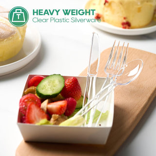 「Jolly Choice」240 Count Clear Plastic Silverware, 80 Forks, Knives and Spoons Each, BPA - Free, Heavy Duty Disposable Cutlery Set - JOLLYCHEF