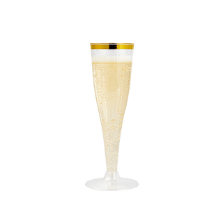 4.5oz Gold Rim Clear PS Plastic Dessert Cups - Champagne Flutes - Wedding & Parties - Jolly Chef - JOLLYCHEF