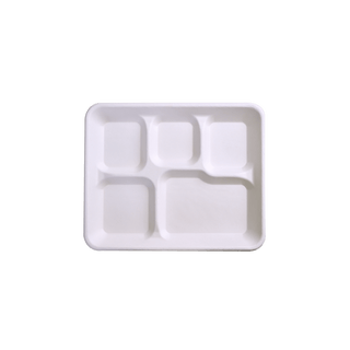 White Rectangle 5 Compartments School Lunch Tray - Picnic & Office Lunch - Jolly Chef - JOLLYCHEF