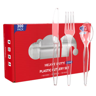 Clear Plastic Cutlery Sets & Spoons & Forks - Weddings & Birthdays - Jolly Chef - JOLLYCHEF