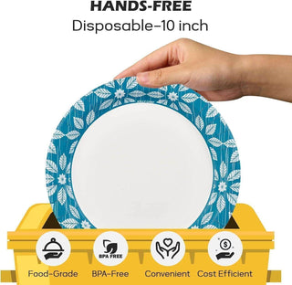 7in/ 9in/ 10in Grey Leaf Pattern Paper Plates - BBQ & Parties - Jolly Chef - JOLLYCHEF