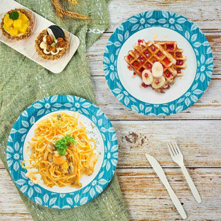 7in/ 9in/ 10in Grey Leaf Pattern Paper Plates - BBQ & Parties - Jolly Chef - JOLLYCHEF