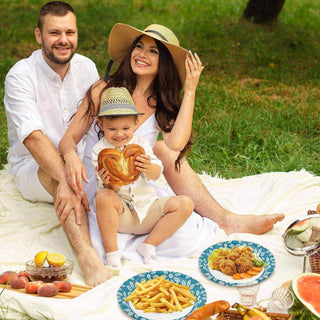 7in/ 9in/ 10in Grey Leaf Pattern Paper Plates - BBQ & Parties - Jolly Chef - JOLLYCHEF