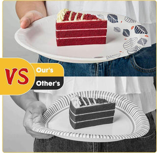 8in /10in Leaf Pattern Paper Plates - BBQ & Party - Jolly Chef - JOLLYCHEF