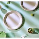 Jolly Chef blog cover from October 2024 two beige plates rest on a light green surface, accompanied by a small cactus plant, a green cup, and a fork, with shadows cast across the scene.
