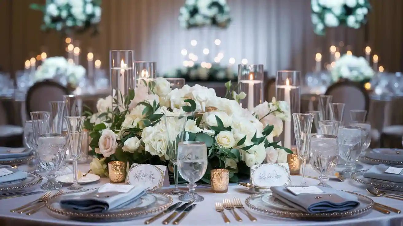 Elegant Silver Wedding Tablescape Ideas - JOLLYCHEF