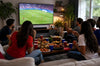 Jollychef disposable tableware spread for a World Cup watch party including plates cups napkins and cutlery on a festive game day table
