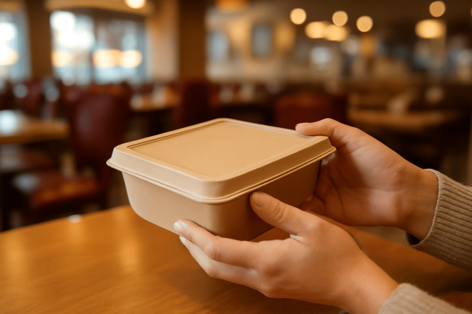 Takeout packaging materials organized for hot, cold, and delivery foods