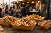 Kraft paper food tray with street food presentation for casual eats