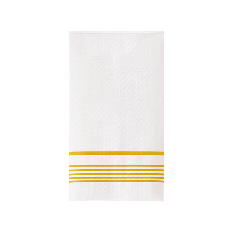 Jolly Chef Patterned Napkin Collection Main Image showing a folded golden stripe classic paper napkin.