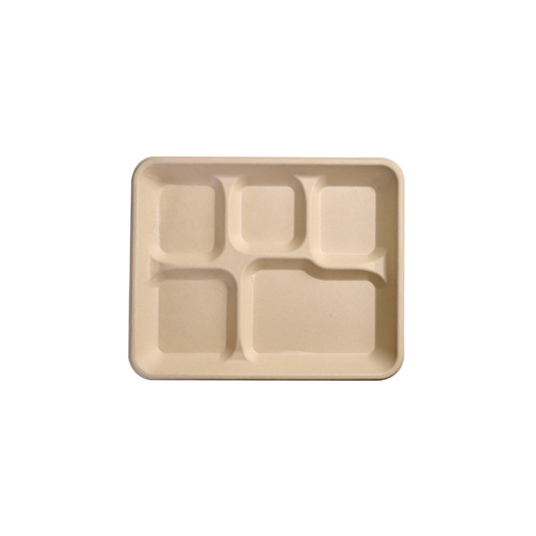 Jolly Chef Compartment Plates Collection Main Image showing a single compostable square 5 compartment plate.