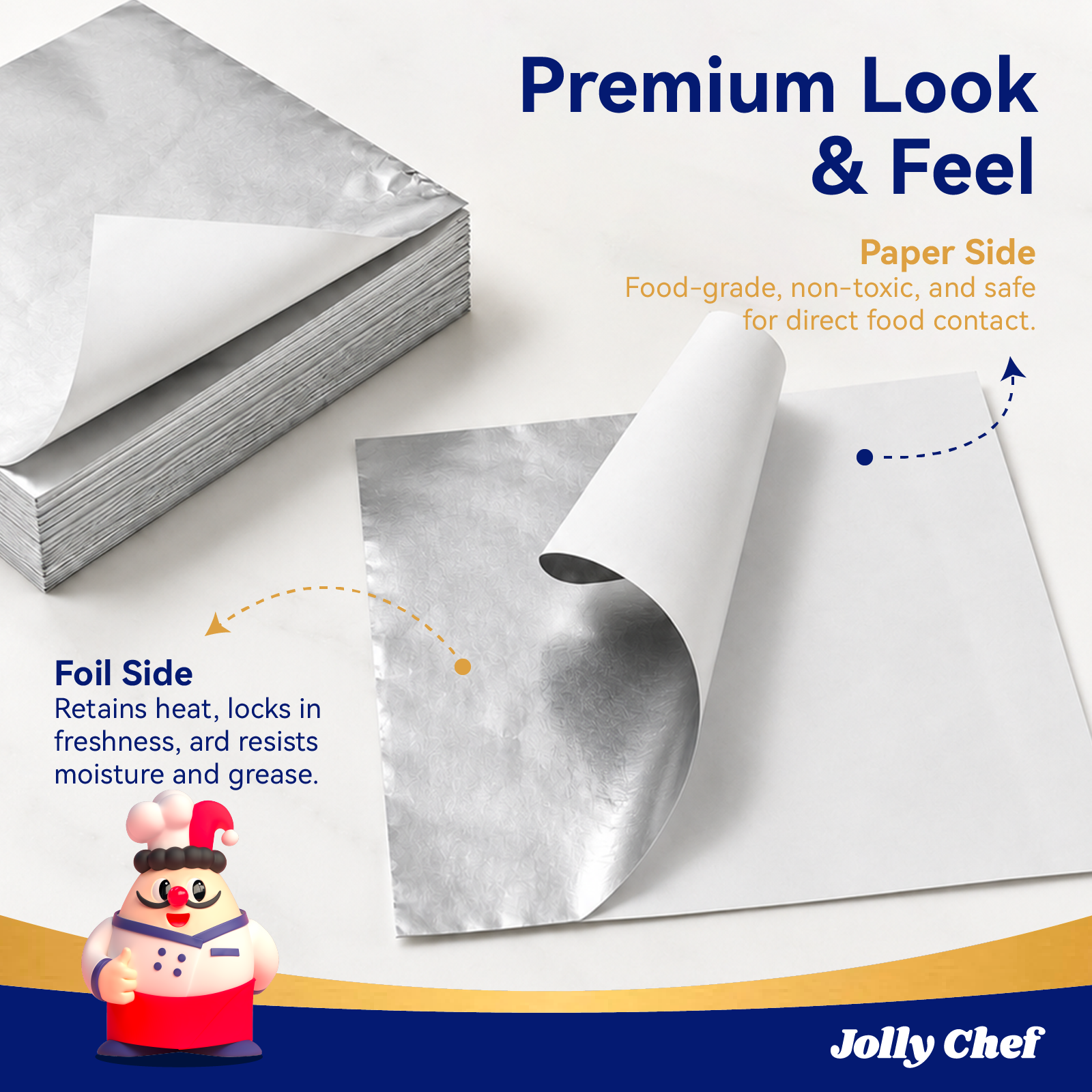 Bulk Foil Deli Wrap Sheets | Grease-Resistant Food Safety | Jolly
