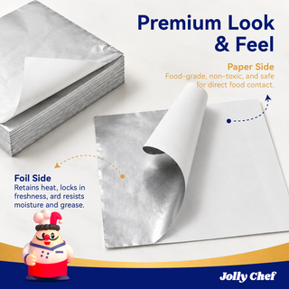 Foil Deli Wrap Sheets | Greaseproof Food Basket Liners for Burgers and Fries | BPA Free, Food Safety | Burger Store Supply