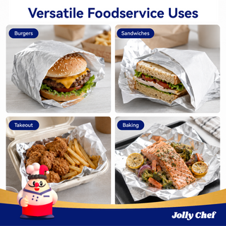 Foil Deli Wrap Sheets | Greaseproof Food Basket Liners for Burgers and Fries | BPA Free, Food Safety | Burger Store Supply