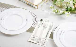 3 Ply Silver Striped Pattern Classic Paper Napkins - Party & Wedding - Jolly Chef - JOLLYCHEF