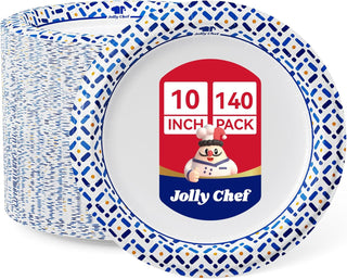 8.5/10 Inch Blue Geometric Heavy Duty Disposable Paper Plates – Parties & Catering - Jolly Chef