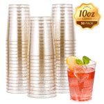 10oz gold glitter plastic tumblers for wine and cocktails, 50 pack