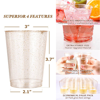 12oz/ 14oz Gold Glitter Plastic Beer Cups - Party & Wedding - Jolly Chef - JOLLYCHEF