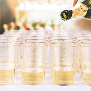 12oz/ 14oz Gold Glitter Plastic Beer Cups - Party & Wedding - Jolly Chef - JOLLYCHEF