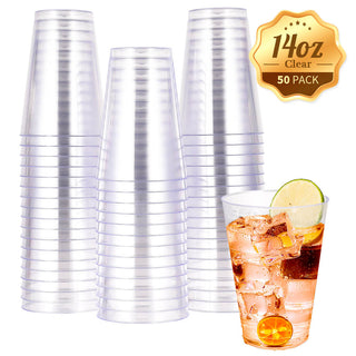 12oz/ 14oz/ 16oz Clear Heavy - duty PS Plastic Beer Cups - Party & Wedding Cocktails Tumblers - Jolly Chef - JOLLYCHEF