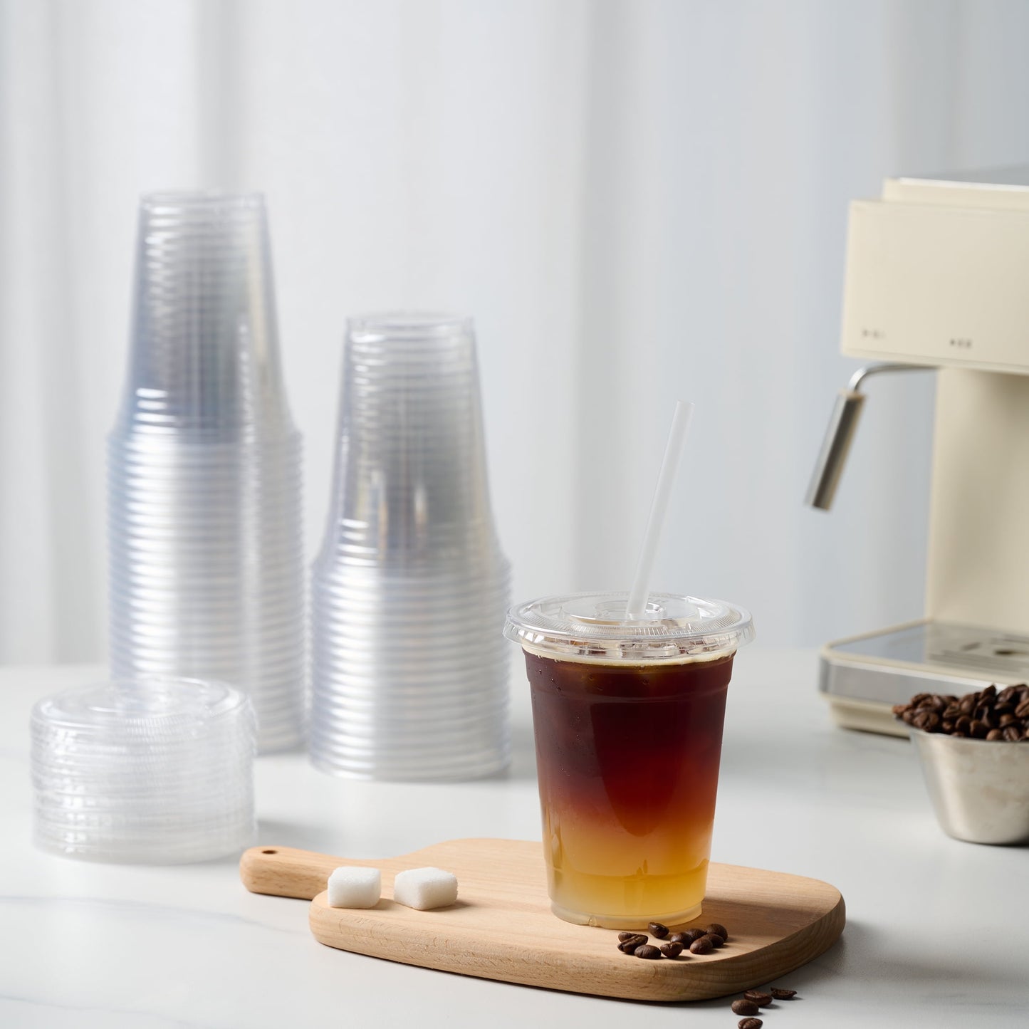 Jolly Chef product gallery image 3 named Plastic Cups with Lids and Straws, Disposable Togo Drinking Cups with 16oz