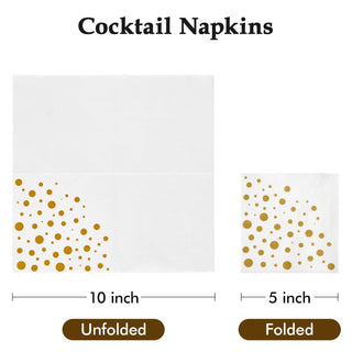 Jolly Chef product gallery image 3 named Cocktail Napkins Paper, 3-Ply Beverage Napkins, Disposable Gold Square Napkins